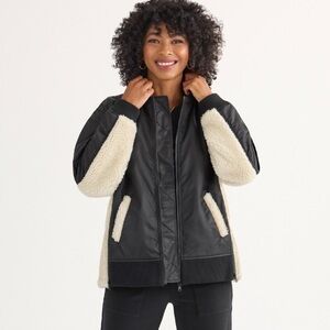 CAbi Black and Cream Bomber Jacket